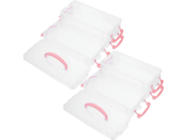 2Pcs Simple Color Large Capacity Pencil Case Stackable 3-Layer Stationery Box Lightweight School Supply Organizer