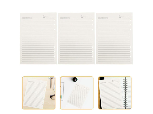 5Pcs A5 Refill Paper 6-Hole Loose-Leaf Replacement Thickness Smooth Surface Clear Print Lines Fits Most A5 6-Ring