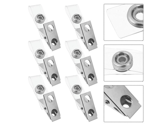 120Pcs Vertical Id Badge Holder Clips Plastic l Dual-Hole Secure Fastening for Student Teacher Nursing Office School