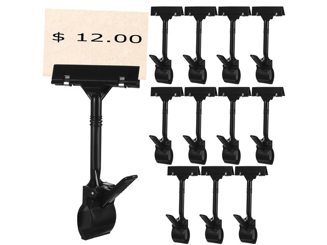 12 Pcs Rotating Plastic Sign Clips Versatile Merchandise Display Adjustable Price Card Organizer Shop Supermarket Exhibition