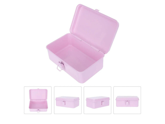 1Pcs Desktop Sundries Box Iron Simple Solid Color Large Capacity Stationery Organizer Container for Home