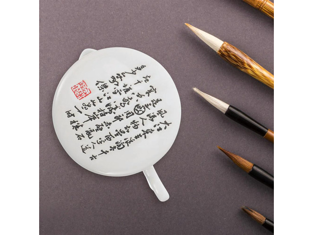 Compact Inkstone with Lid Sturdy Elegant Fish Tail Handle Design Natural Color Calligraphy Painting Tool Ink Grinding