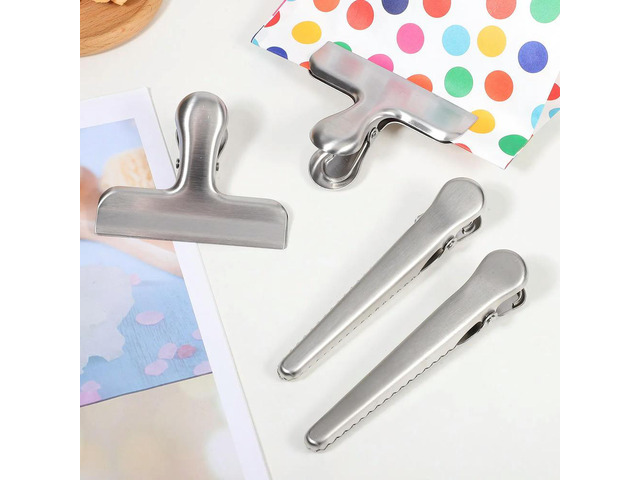 10Pcs Rust Proof Stainless Steel Bag Clips Extra Strong Grip for Food Freezer Bags Snack Sealing Receipts Tickets Bill