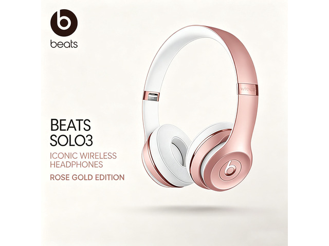 Beats Solo3 Wireless Headphones, Rose Gold, On-Ear Bluetooth Audio, Apple W1 Chip, 40H Battery Life, Fast Fuel Charging, Adjustable Headband,...