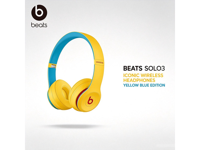 Beats Solo3 Wireless On-Ear Headphones, Academy Yellow, Bluetooth Audio, Apple W1 Chip, 40H Listening Time, Fast Fuel Charging, Soft Cushioned Ear...