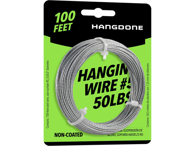 Picture Hanging Wire #5 50lbs Capacity 100ft 16 Gauge Non-Coated Steel Flexible & Heavy-Duty for Frames, Mirrors & Wall Décor