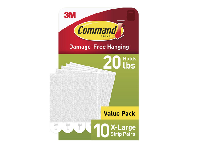 X-Large (20 lb) Picture Hanging Strips, 10 Pairs (20 Strips) White Picture Hanging Strips, Heavy Duty Damage-Free Wall Hangers, No Tools Required,...