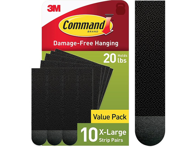 X-Large (20 lb) Picture Hanging Strips, 10 Pairs (20 Strips) Black Picture Hanging Strips, Heavy Duty Damage-Free Wall Hangers, No Tools Required,...