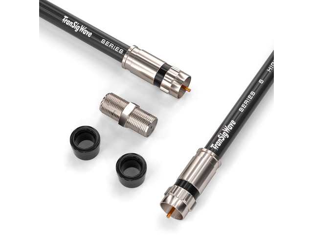 TranSigWave 25FT RG6 Coaxial Cable Set - High-Speed Internet, Broadband and Digital TV Aerial, Satellite Sky Cable Extension- Weather-Sealed Double...