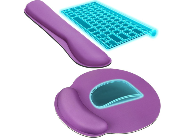 Keyboard Wrist Rest & Mouse Pad with Wrist Rest, Violet Purple Memory Foam Wrist Support, Ergonomic Design, Non-Slip Base, Office and Home Use