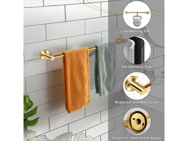 2Pcs Adjustable Stainless Steel Towel Racks for Bathroom 13.18-24In Rustproof Single Towel Bar Wall Mounted, Sturdy & Space-Saving Towel Holder Rod...