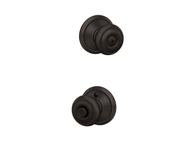 F40 GEO 716 Georgian Door Knob, Bed & Bath Privacy Lock, Aged Bronze