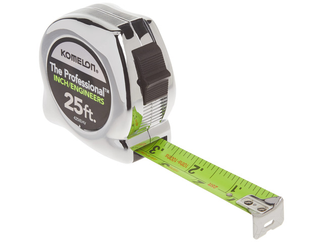 425IEHV High-Visibility Professional Tape Measure Bother Inch and Engineer Scale Printed 25-Feet by 1-Inch, Chrome