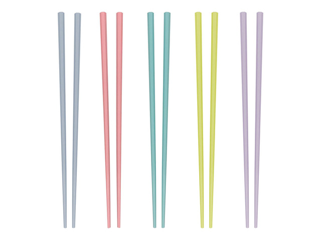 Chopsticks, 5 Pairs Reusable Fiberglass Chopsticks, Colorful, Dishwasher Safe, Non-Slip, 9.2 Inches