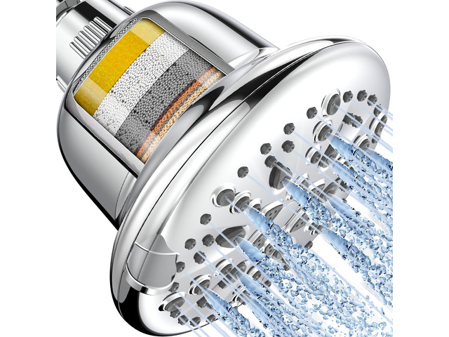 Filtered Shower Head, 7 Modes High Pressure Shower Heads Chrome Shower Head with Filters for Hard Water for Remove Chlorine and Harmful...