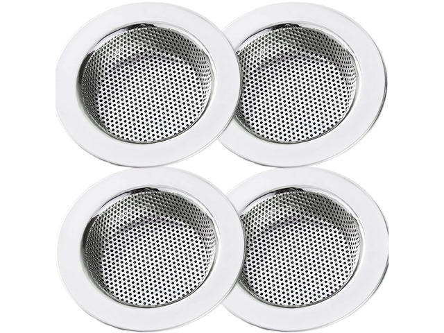Kitchen Sink Strainer Stainless Steel, Kitchen Sink Drain StrainerSink Strainers for Kitchen Sinks with Large Wide Rim 4.5' Diameter (4 Pack)