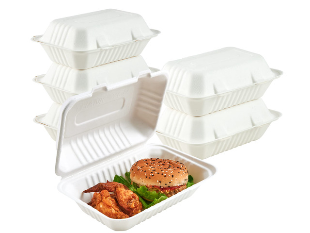 75 Pack Compostable Clamshell Take Out Food Containers, 9x6 inch Heavy-Duty Disposable To Go Boxes, Eco-Friendly Biodegradable To Go Containers For...