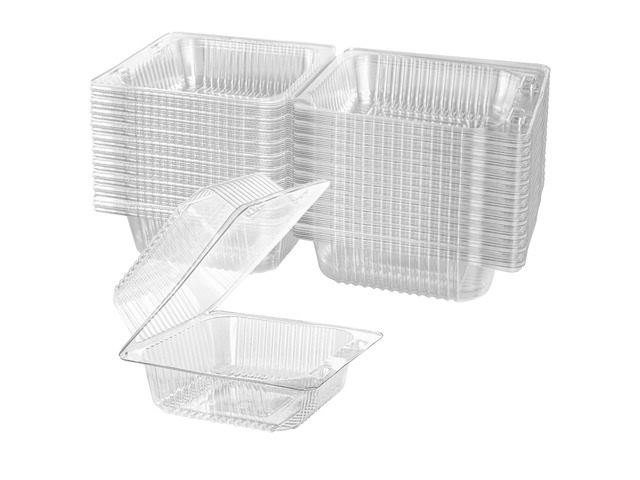 400 Count Clear Plastic Hinged Take Out Containers Clamshell Takeout Tray Food Clamshell Containers for Dessert, Snacksetc, Cakes Slice, Cookies,...