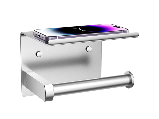 Toilet Paper Holder with Shelf Wall Mounted Toilet Paper Roll Dispenser Heavy Duty Stainless Steel Brushed Nickel