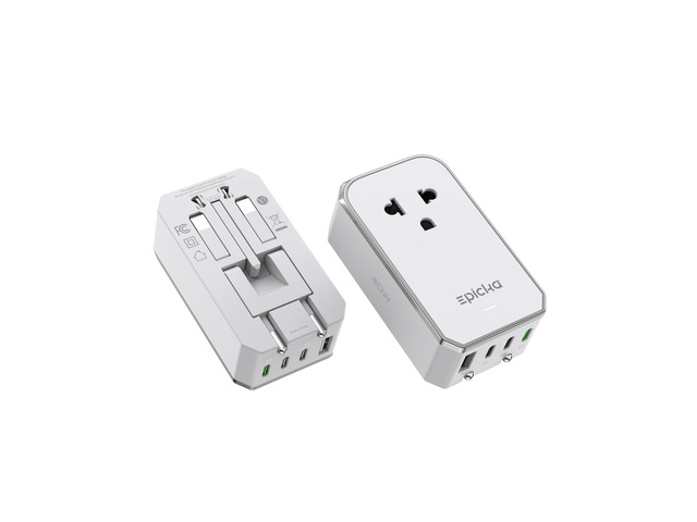 Air 40W Universal Travel Adapter PD & QC with 1AC/3USB-C/1USB-A Slim & Compact Size Plug Adapter For US EU UK AU, Supports Fast Charging for...