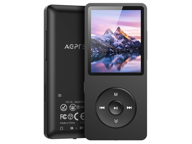 A02S 16GB MP3 Player, 70 Hours Playback Lossless Sound Music Player, Supports up to 128GB, Black
