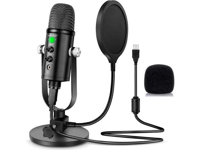 USB Condenser Microphone Kit with Desktop Stand and Phone Adapters Plug-and-play podcast mic kit for PC and phone, for gaming, streaming and...