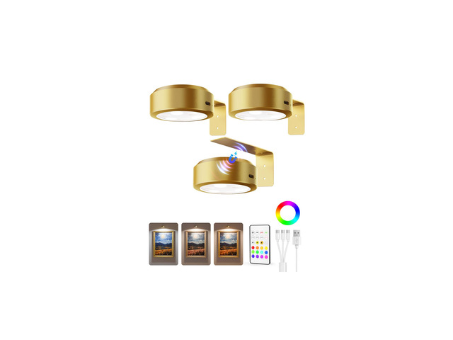 Picture Lights for Wall, 2000mAh Rechargeable Battery Magnetic Poster Lights with 3 Color Temps & 12 RGB, Remote Dimmable Timer Painting Light,...