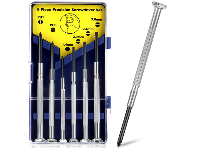 6PCS Small Screwdriver Set, Soodeei mini screwdriver set with 6 Different Size Flathead and mini Phi