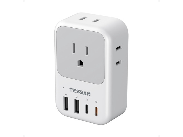 USAustralia Plug Adapter, TypeI Travel Adaptor 4 Outlets,4 USB Ports (2 USBC PD20W), for Fiji Argentina China Uruguay Tonga Solomon