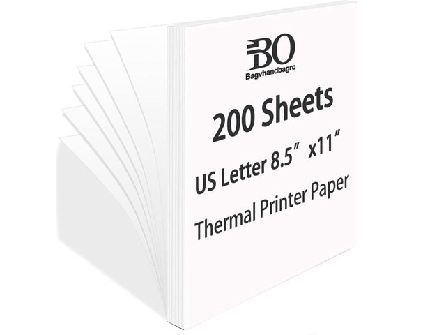 Thermal Paper 8.5 x 11 Inch for Portable Printer, 200 Sheets, BPA-Free US Letter Size Single Thermal Printing Paper, Quick-Dry, Inkless Printing...