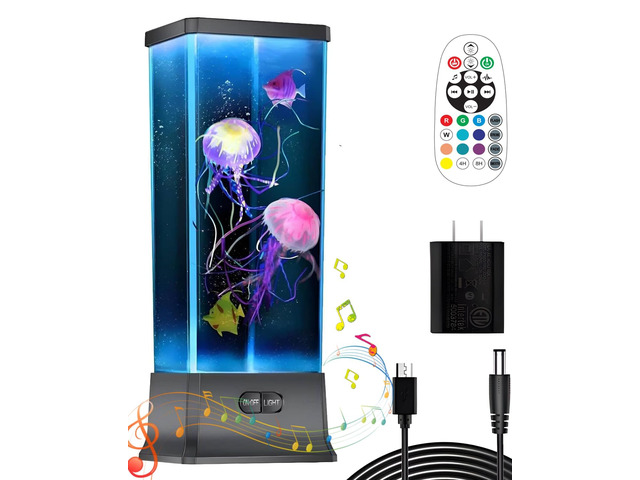Cool Electric Jellyfish Lamp with Bluetooth Speaker Music Gift for Boys Girls Adults Aquarium Tank Sensory Mood Night Light for Decorate Relax