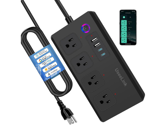 ZigBee Smart Power Strip Surge Protector,Smart Fast Charge, 4 Individually Controlled Outlets, Compatible with Alexa Google Home Phiilps HUE, Black