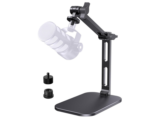Heavy-Duty Desk Mic Stand, Max Load 2.68 lb Compatible with Rode Podmic, Blue Yeti, Shure and More Mics, Perfect for Small Space Home Office...