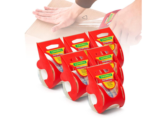 Packing Tape with Dispenser, 6 Packs Noiseless Clear Packaging Tape for Shipping Packaging Moving Tape for Boxes, Strong Adhesive, Smoothly and...