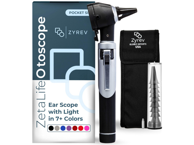 ZetaLife Otoscope - Ear Scope with Light, Ear Infection Detector, Pocket Size (Black Color)