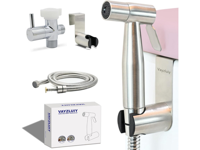 Handheld Bidet Sprayer for Toilet, Adjustable Water Pressure LeakFree Hose, 7/8' TValve, Fits TwoPiece Toilets, Feminine & Baby Wash,...