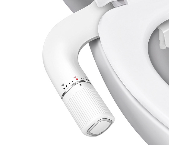 Ultra-Slim Bidet Attachment for Toilet - Dual Nozzle (Frontal & Rear Wash) with Adjustable Cold Water Pressure and Stainless Steel Inlet - Hygienic...