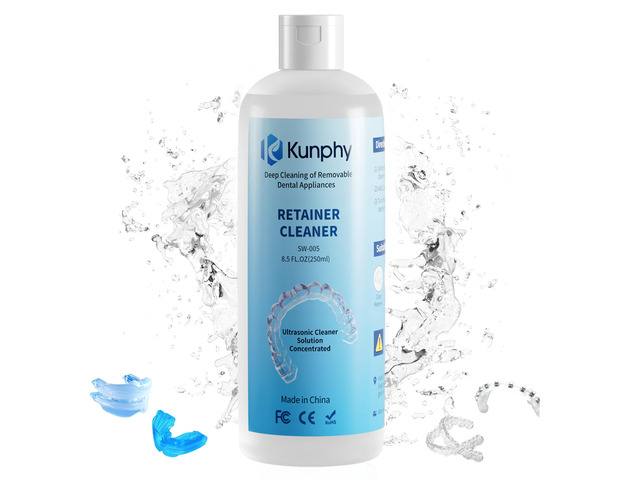 Ultrasonic Retainer Cleaner Solution for Ultrasonic Denture Cleaner-Professional Cleaning of Retainers, Invisible Aligners, Mouth Guards, Night...