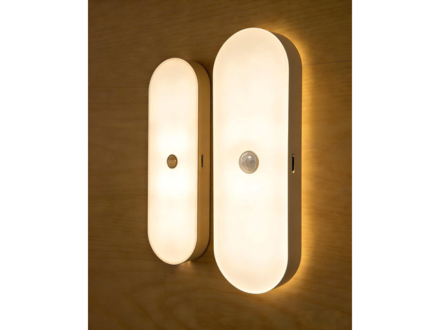 Ankei Rechargeable Night Light with Motion Sensor Battery 2 Pack- Portable Mini Stick-on Stick-on Warm White LED - for Bathroom, Bedroom, Kitchen,...