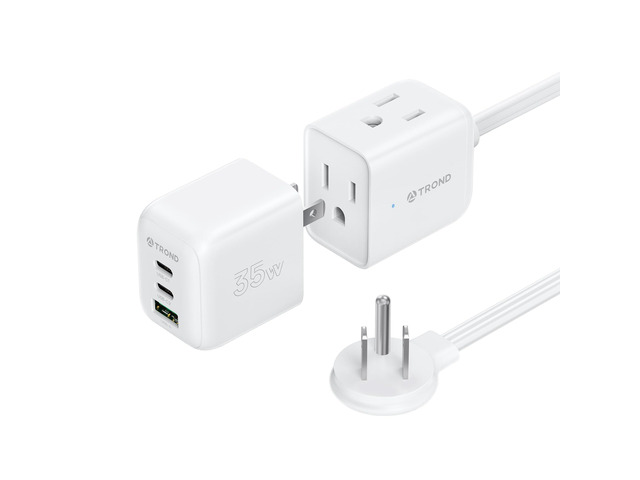 Travel Power Strip with Detachable USB C Ports Fast Charge GaN III PD35W, 5ft Flat Plug Extension Cord with Multiple Outlets, for Home Hotel Dorm...