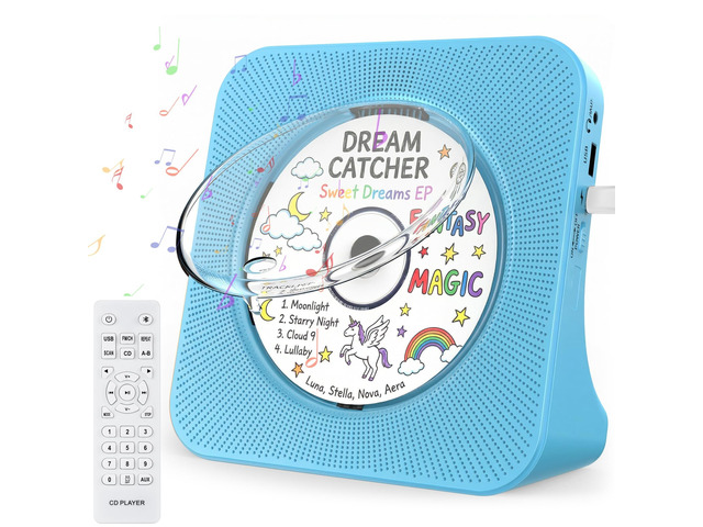 Portable CD Player with Bluetooth, CD Player with Speaker for Home Plug-in desktop use,2-way Bluetooth mode, 3W speakers, FM radio, sleep timer,...