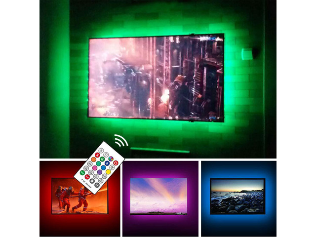 USB TV Backlight Kit for 70 75 80 82 inches Smart TV Monitor HDTV Game Room Home Movie Theater Decor Cover 4 Sides Behind TV Background Lights...