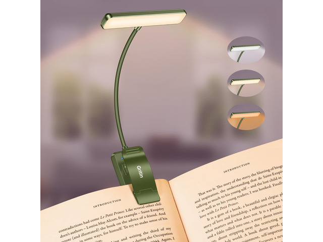 19 LED Rechargeable Book Light for Reading in Bed Eye Caring 3 Color Temps,Stepless Dimming Brightness,Memory Function,90 Hrs Runtime Lightweight...