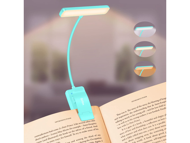 19 LED Rechargeable Book Light for Reading in Bed Eye Caring 3 Color Temps,Stepless Dimming Brightness,Memory Function,90 Hrs Runtime Lightweight...