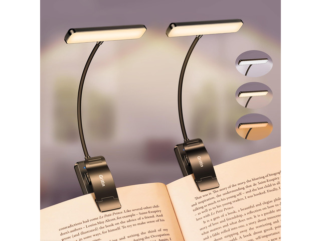 2 Pack 19 LED Rechargeable Book Light for Reading in Bed Eye Caring 3 Color Temps,Stepless Dimming Brightness,Memory Function,90 Hrs Runtime...