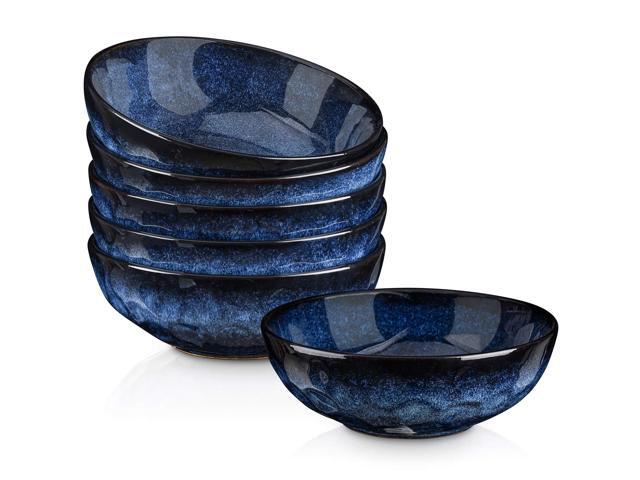 Ceramic Salad Bowls Set for Kitchen, Serving - 32 Ounce Soup Bowls, Pasta Bowls, Chip Resistant, Dishwasher Microwave Safe, Large, Fluted,...
