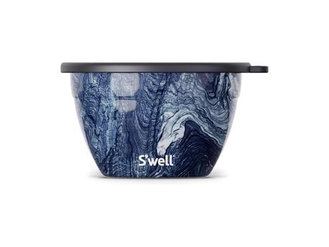 Stainless Steel 64oz Salad Bowl Kit, Azurite Color, Includes 2oz Condiment Container and Removable Tray, Leak-Proof, Easy to Clean, Dishwasher Safe