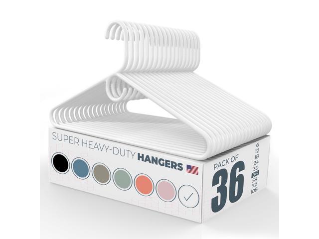 Super Heavy Duty Clothes Hangers 36 Pack Made in the USA - 10lb Capacity, Thick Plastic Hangers for Pants, Coats, Jackets, Jeans and Adult...