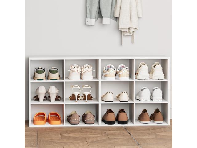 12-Cubby Shoe Rack, 3-Tier Wood Shoe Organizer, Multifunctional Shoe Organizer Bench for Entryway, Mudroom, Hallway, Closet,36.22 * 11.81 * 17.72...