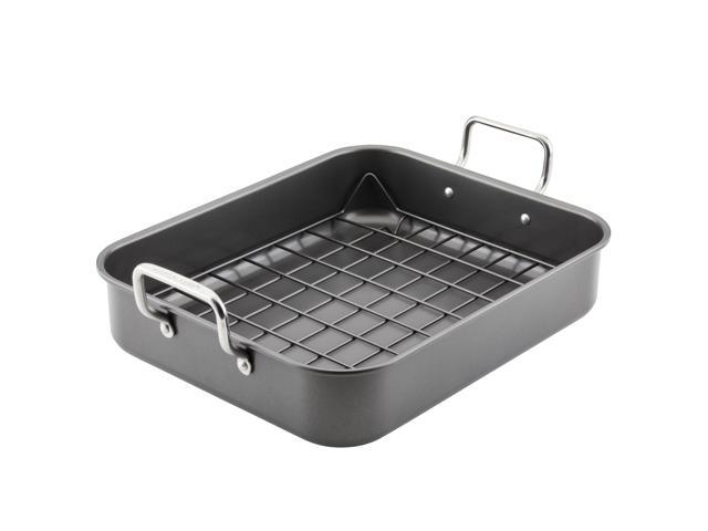 Roasting Pan with Reversible Rack, Turkey Roasting Pan, Nonstick, 16.5-Inch x 13.5-Inch